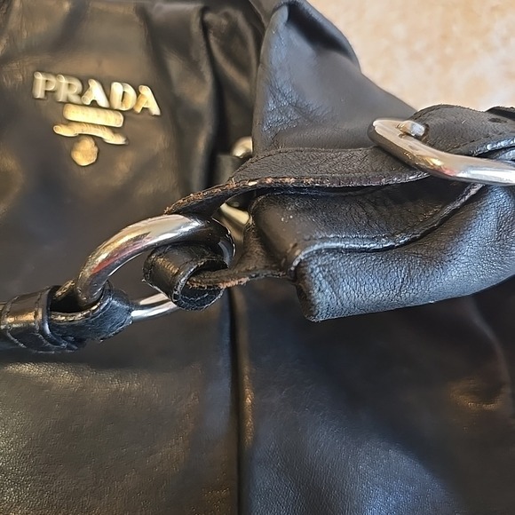 Vintage Authentic Prada Shoulder Bag Single Handle Black Leather Italy - Picture 13 of 16